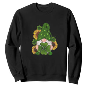 St Patrick's Day Cute Gnomes Sweatshirt Holding Shamrock Sunflower TS02 Black Print Your Wear