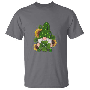 St Patrick's Day Cute Gnomes T Shirt Holding Shamrock Sunflower TS02 Charcoal Print Your Wear