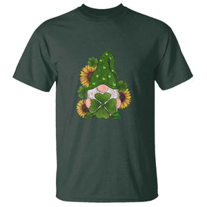 St Patrick's Day Cute Gnomes T Shirt Holding Shamrock Sunflower TS02 Dark Forest Green Print Your Wear
