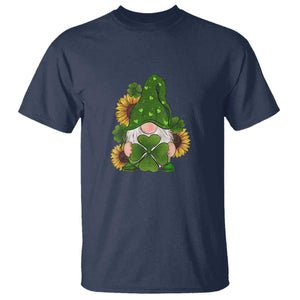 St Patrick's Day Cute Gnomes T Shirt Holding Shamrock Sunflower TS02 Navy Print Your Wear