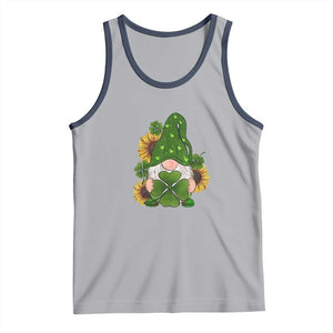 St Patrick's Day Cute Gnomes Tank Top Holding Shamrock Sunflower TS02 Athletic Heather Navy Print Your Wear