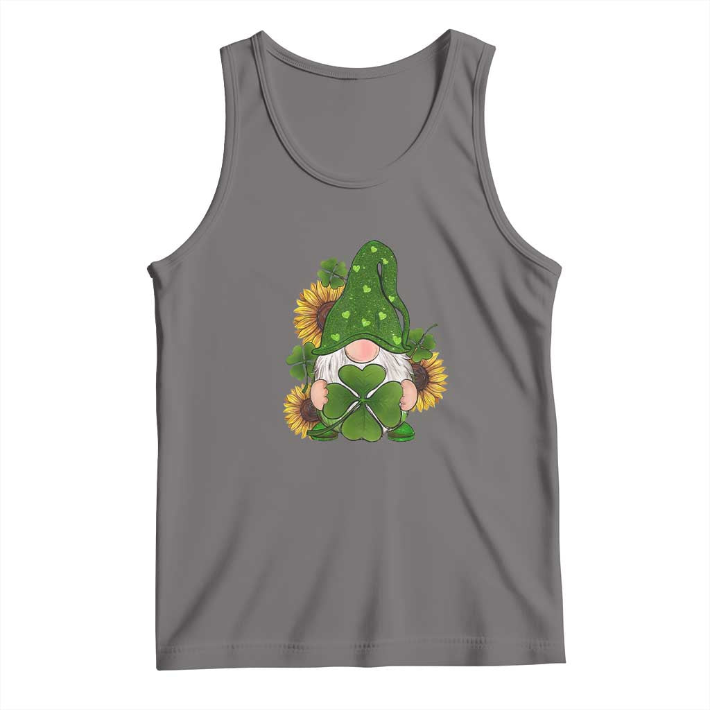 St Patrick's Day Cute Gnomes Tank Top Holding Shamrock Sunflower TS02 Deep Heather Print Your Wear