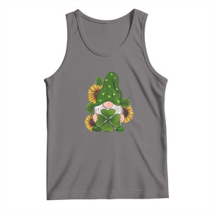 St Patrick's Day Cute Gnomes Tank Top Holding Shamrock Sunflower TS02 Deep Heather Print Your Wear
