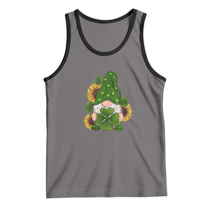 St Patrick's Day Cute Gnomes Tank Top Holding Shamrock Sunflower TS02 Deep Heather Black Print Your Wear
