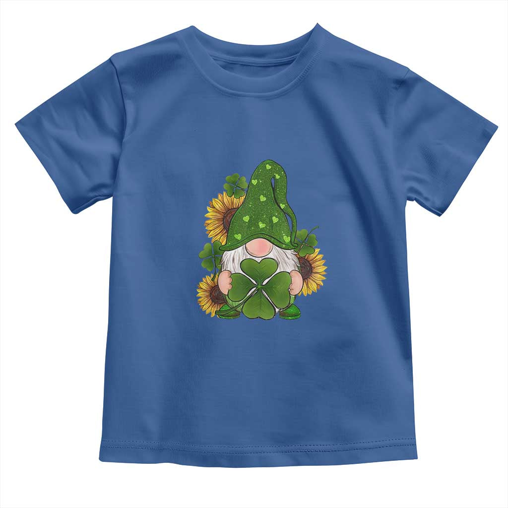 St Patrick's Day Cute Gnomes Toddler T Shirt Holding Shamrock Sunflower TS02 Royal Blue Print Your Wear