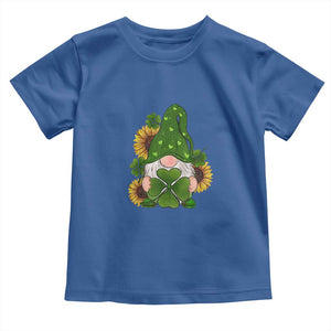 St Patrick's Day Cute Gnomes Toddler T Shirt Holding Shamrock Sunflower TS02 Royal Blue Print Your Wear