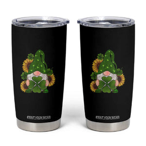 St Patrick's Day Cute Gnomes Tumbler Cup Holding Shamrock Sunflower TS02 Black Print Your Wear