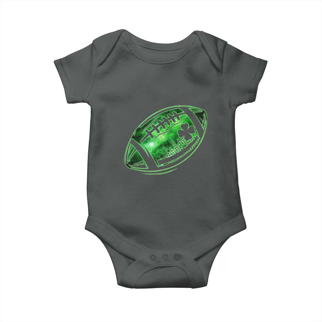 Lucky Shamrock Football Baby Onesie Irish Clover St Patricks Day Sport Lover TS02 Dark Heather Print Your Wear