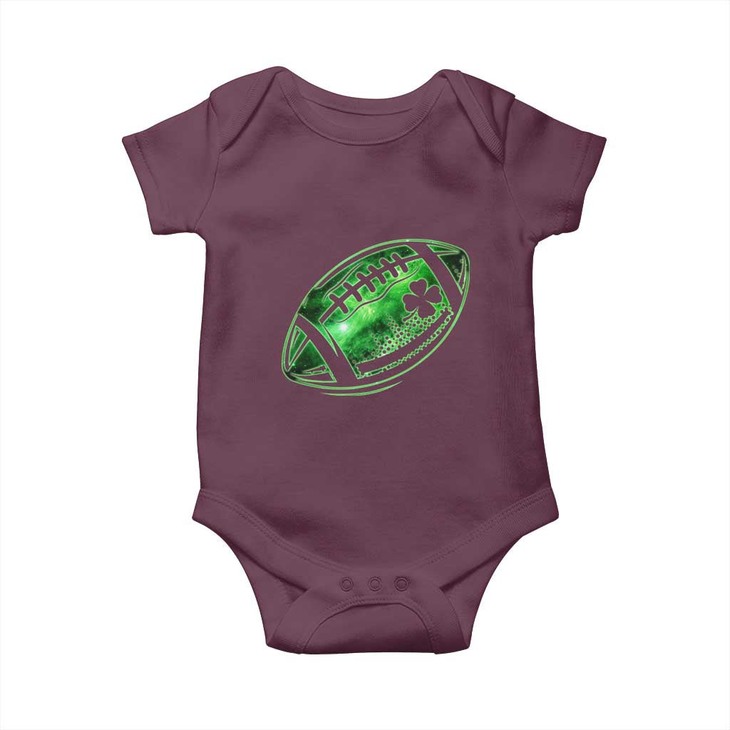 Lucky Shamrock Football Baby Onesie Irish Clover St Patricks Day Sport Lover TS02 Maroon Print Your Wear