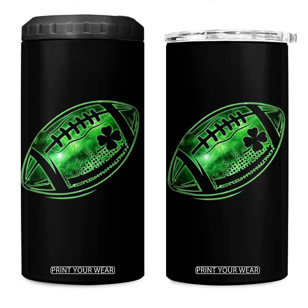 Lucky Shamrock Football 4 in 1 Can Cooler Tumbler Irish Clover St Patricks Day Sport Lover TS02 One Size: 16 oz Black Print Your Wear