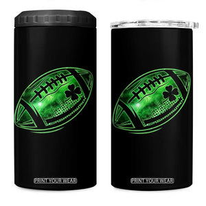 Lucky Shamrock Football 4 in 1 Can Cooler Tumbler Irish Clover St Patricks Day Sport Lover TS02 One Size: 16 oz Black Print Your Wear