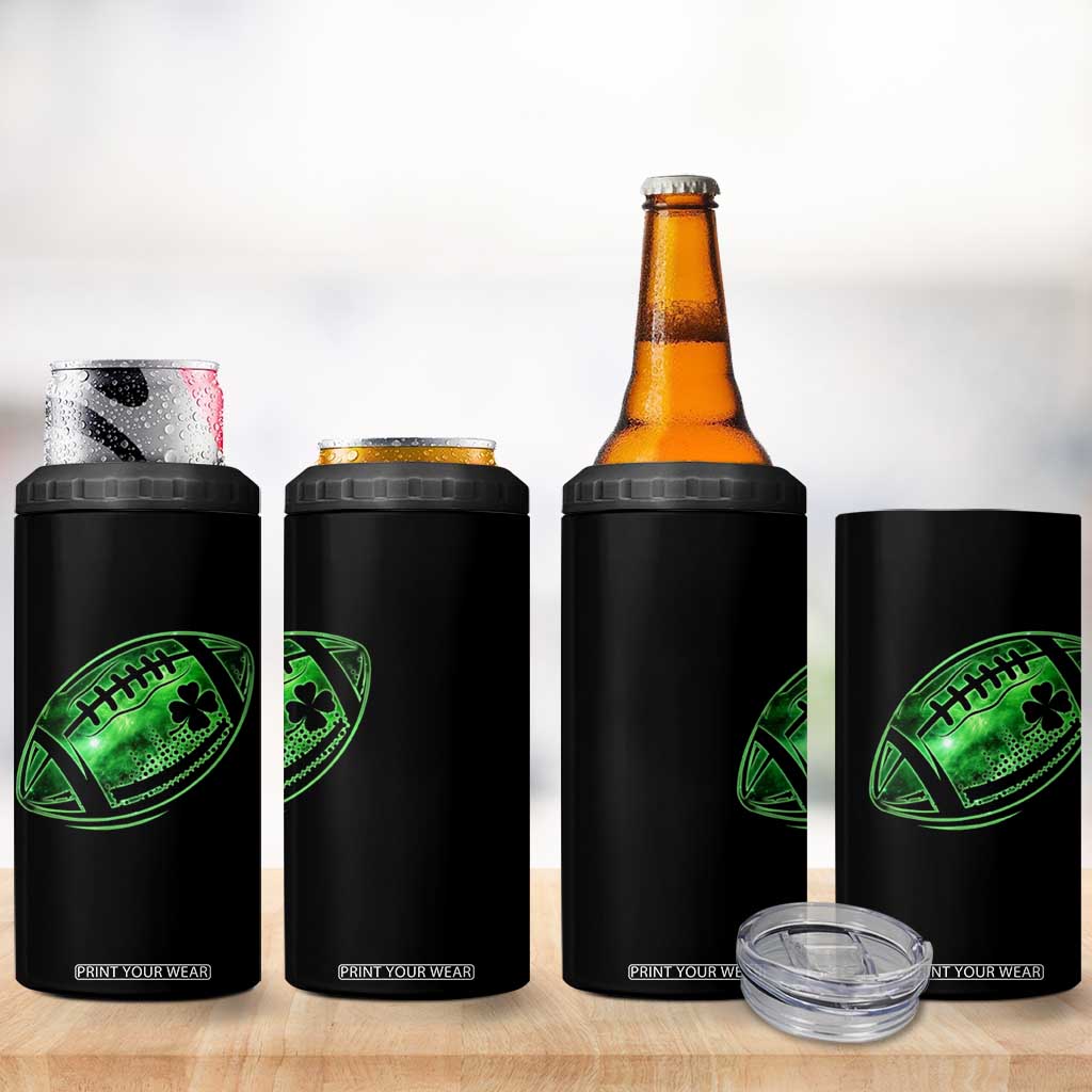 Lucky Shamrock Football 4 in 1 Can Cooler Tumbler Irish Clover St Patricks Day Sport Lover TS02 Print Your Wear