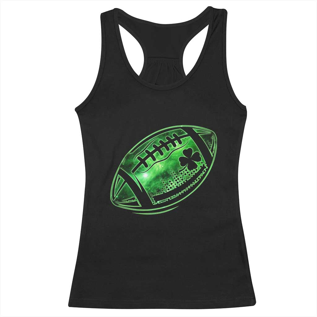 Lucky Shamrock Football Racerback Tank Top Irish Clover St Patricks Day Sport Lover TS02 Black Print Your Wear