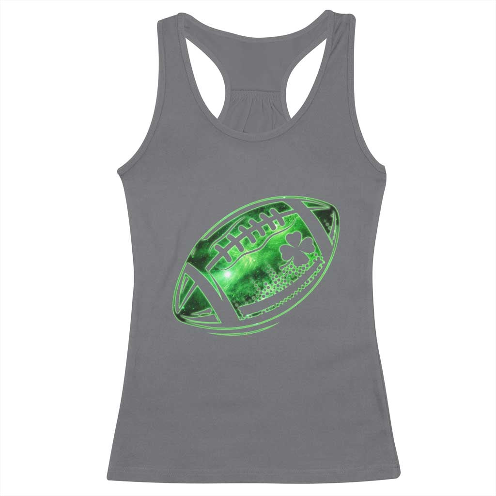 Lucky Shamrock Football Racerback Tank Top Irish Clover St Patricks Day Sport Lover TS02 Charcoal Print Your Wear