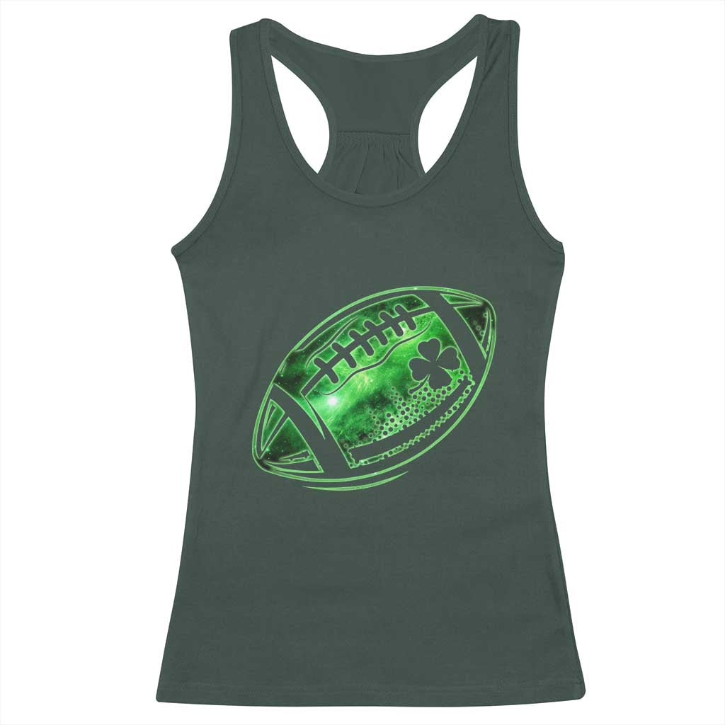 Lucky Shamrock Football Racerback Tank Top Irish Clover St Patricks Day Sport Lover TS02 Dark Forest Green Print Your Wear