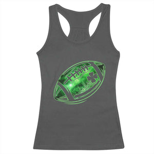 Lucky Shamrock Football Racerback Tank Top Irish Clover St Patricks Day Sport Lover TS02 Dark Heather Print Your Wear