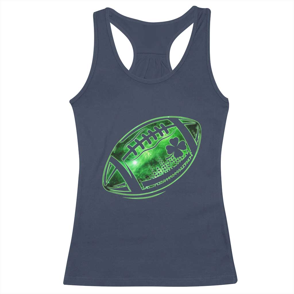Lucky Shamrock Football Racerback Tank Top Irish Clover St Patricks Day Sport Lover TS02 Navy Print Your Wear