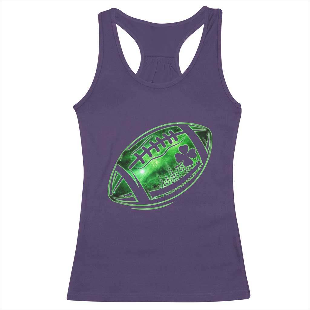Lucky Shamrock Football Racerback Tank Top Irish Clover St Patricks Day Sport Lover TS02 Purple Print Your Wear