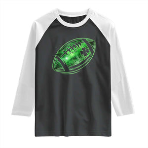 Lucky Shamrock Football Raglan Shirt Irish Clover St Patricks Day Sport Lover TS02 Black White Print Your Wear