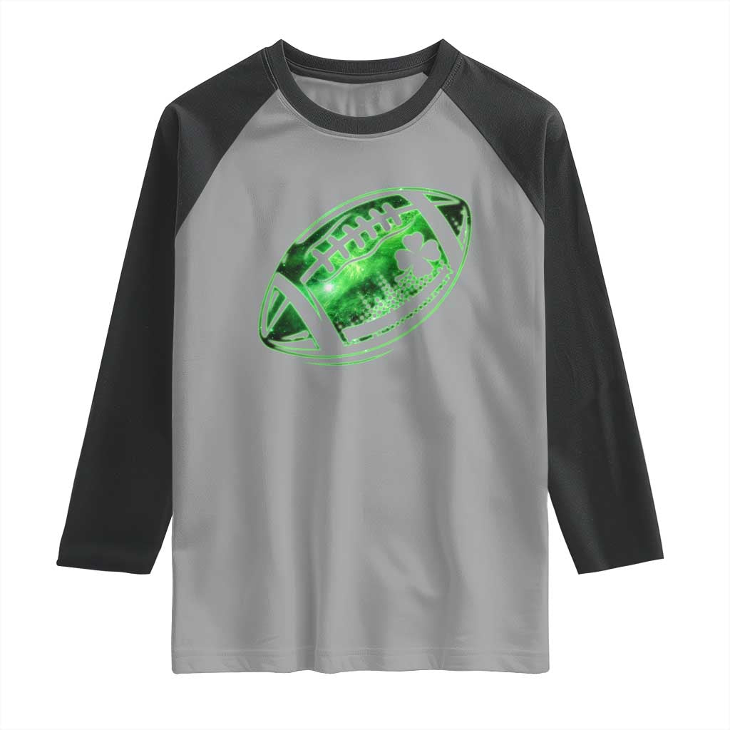 Lucky Shamrock Football Raglan Shirt Irish Clover St Patricks Day Sport Lover TS02 Sport Gray Black Print Your Wear