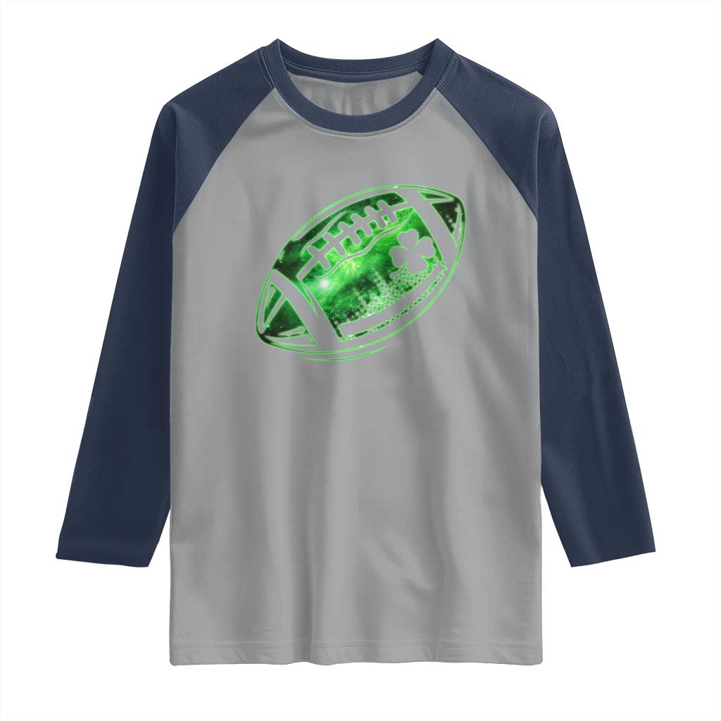 Lucky Shamrock Football Raglan Shirt Irish Clover St Patricks Day Sport Lover TS02 Sport Gray Navy Print Your Wear