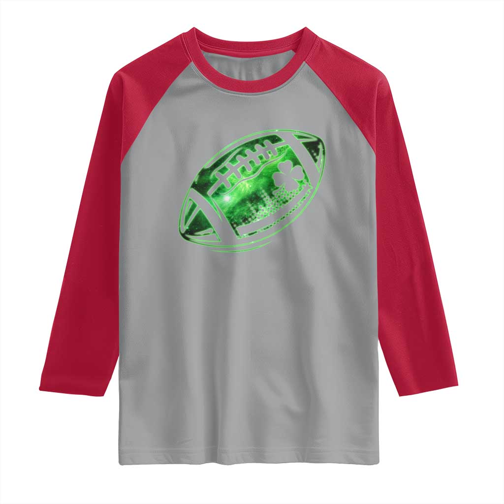 Lucky Shamrock Football Raglan Shirt Irish Clover St Patricks Day Sport Lover TS02 Sport Gray Red Print Your Wear