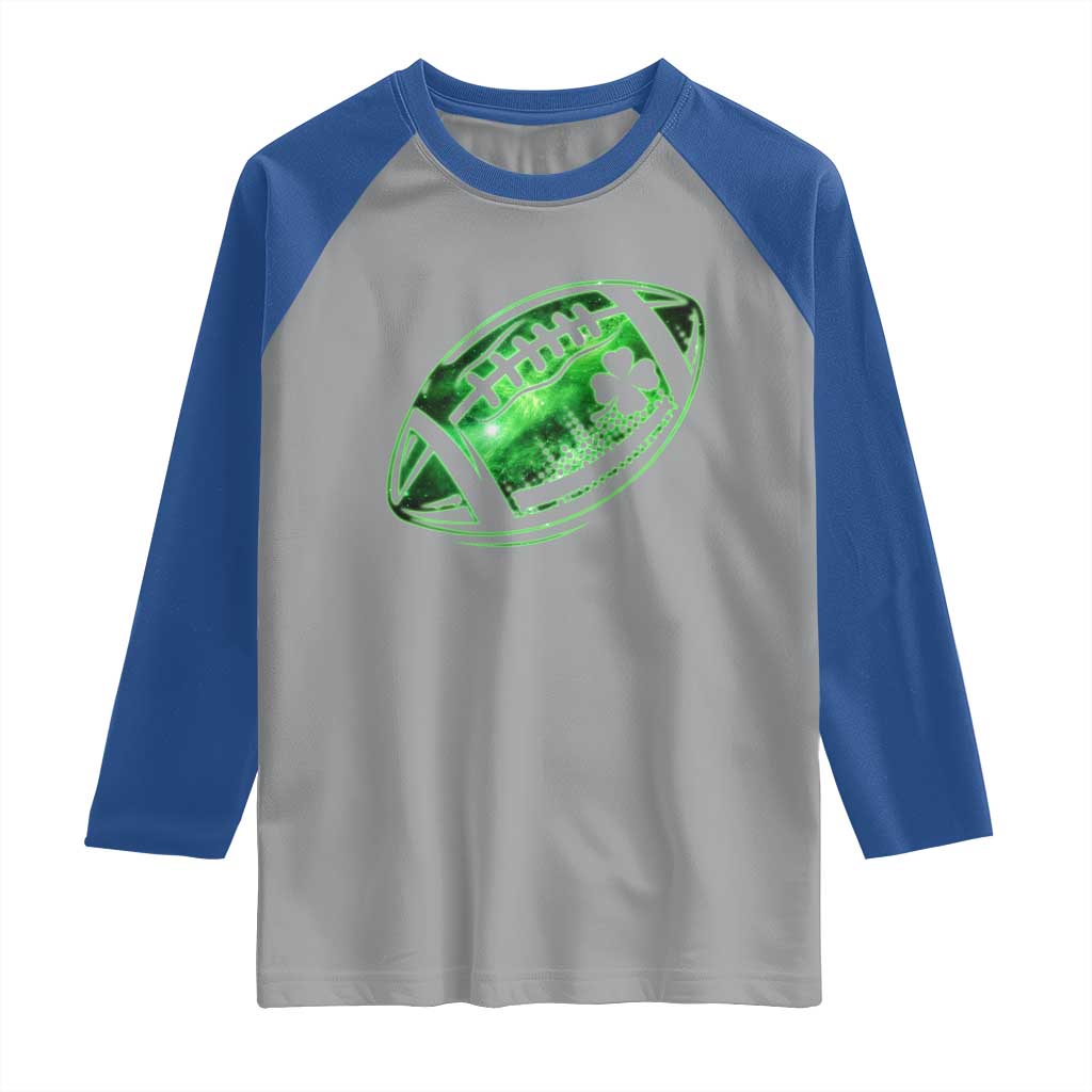 Lucky Shamrock Football Raglan Shirt Irish Clover St Patricks Day Sport Lover TS02 Sport Gray Royal Print Your Wear