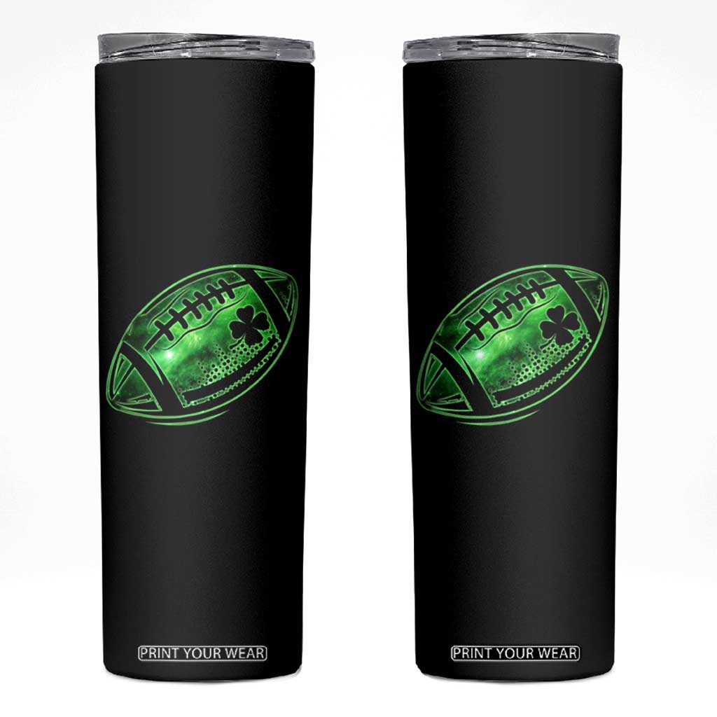 Lucky Shamrock Football Skinny Tumbler Irish Clover St Patricks Day Sport Lover TS02 Black Print Your Wear