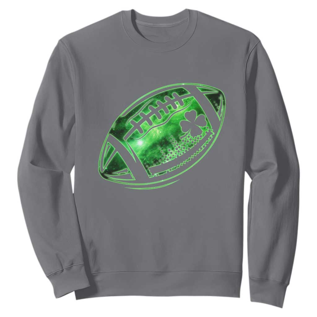Lucky Shamrock Football Sweatshirt Irish Clover St Patricks Day Sport Lover TS02 Charcoal Print Your Wear