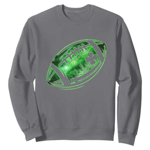 Lucky Shamrock Football Sweatshirt Irish Clover St Patricks Day Sport Lover TS02 Charcoal Print Your Wear