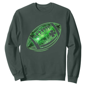 Lucky Shamrock Football Sweatshirt Irish Clover St Patricks Day Sport Lover TS02 Dark Forest Green Print Your Wear