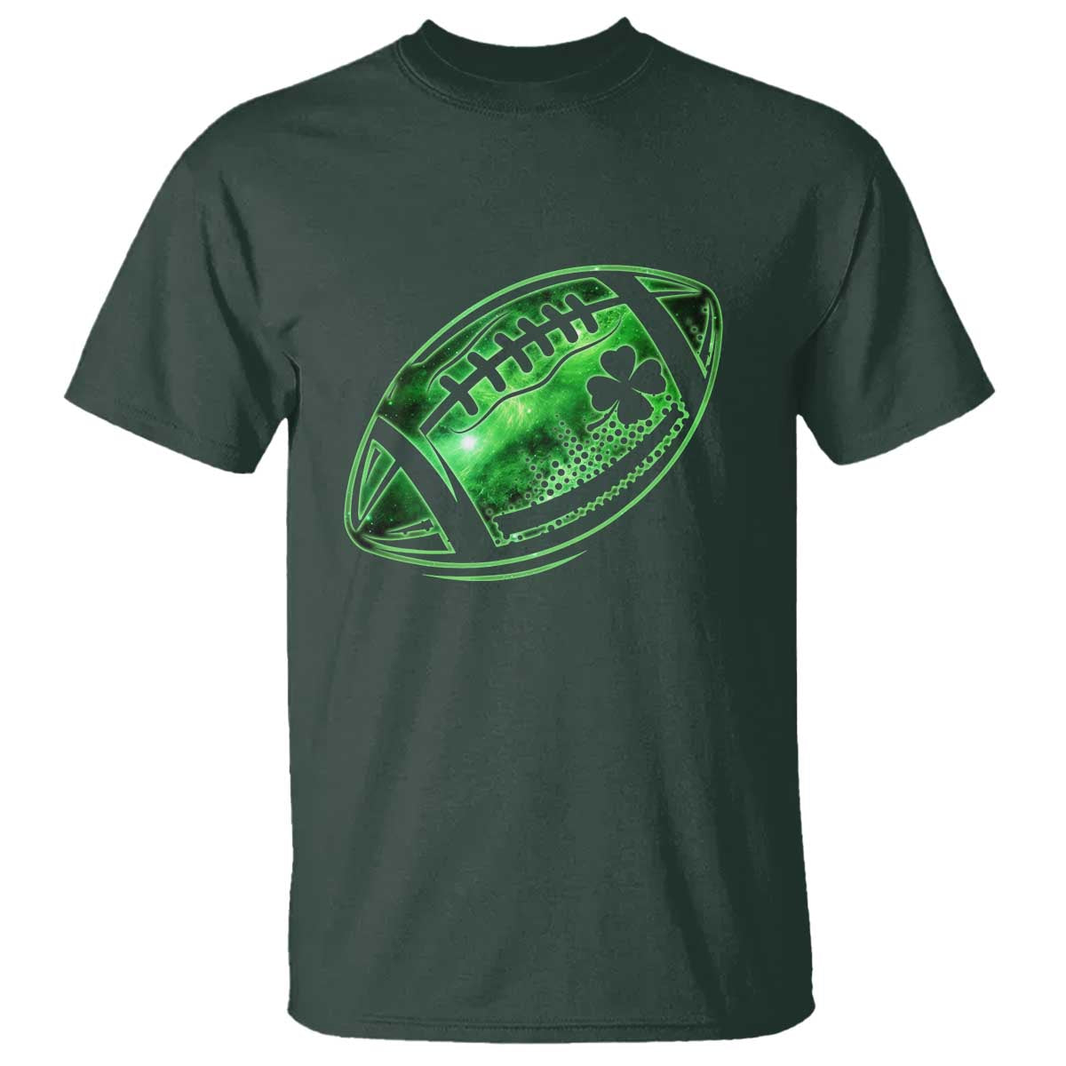 Lucky Shamrock Football T Shirt Irish Clover St Patricks Day Sport Lover TS02 Dark Forest Green Print Your Wear