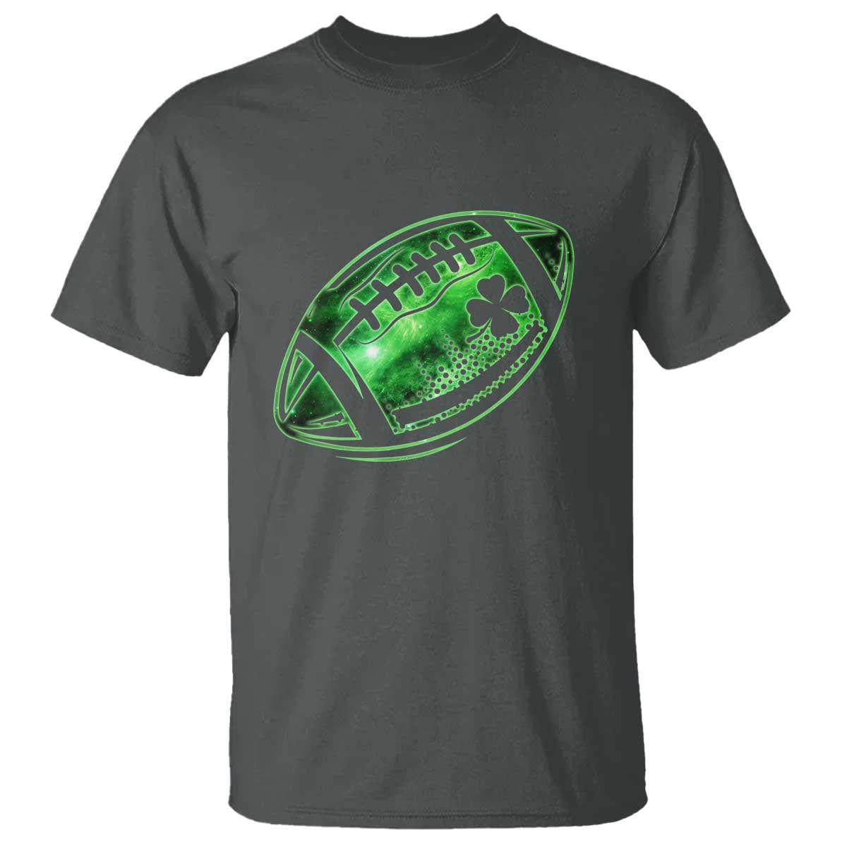 Lucky Shamrock Football T Shirt Irish Clover St Patricks Day Sport Lover TS02 Dark Heather Print Your Wear