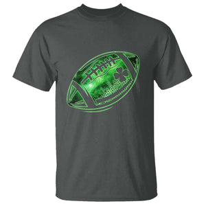 Lucky Shamrock Football T Shirt Irish Clover St Patricks Day Sport Lover TS02 Dark Heather Print Your Wear