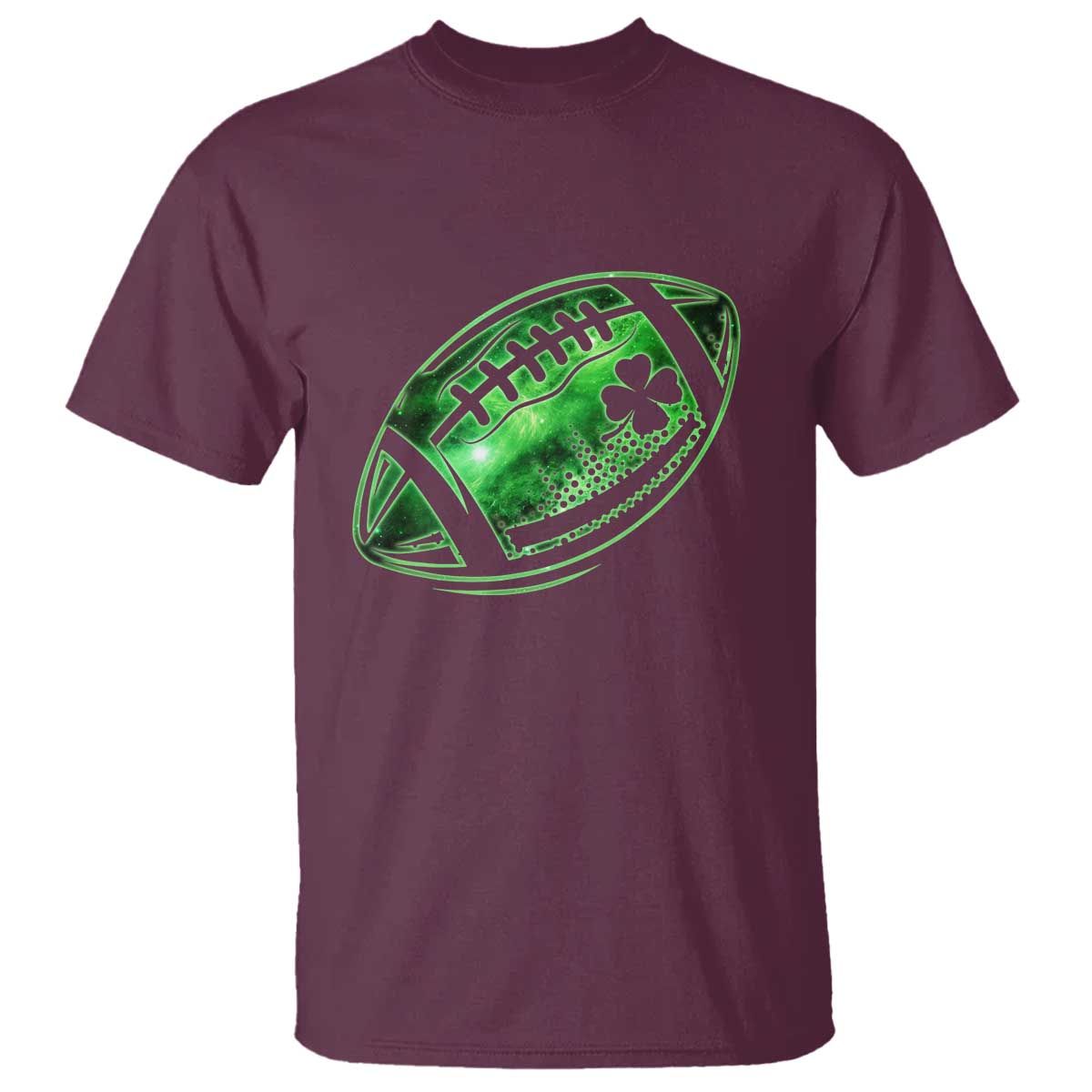 Lucky Shamrock Football T Shirt Irish Clover St Patricks Day Sport Lover TS02 Maroon Print Your Wear