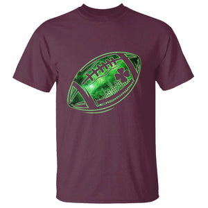Lucky Shamrock Football T Shirt Irish Clover St Patricks Day Sport Lover TS02 Maroon Print Your Wear