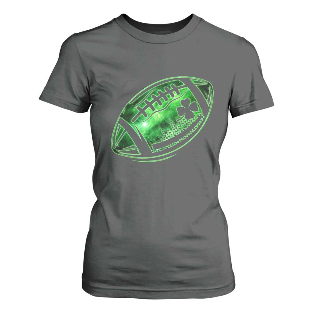 Lucky Shamrock Football T Shirt For Women Irish Clover St Patricks Day Sport Lover TS02 Dark Heather Print Your Wear