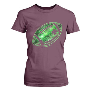 Lucky Shamrock Football T Shirt For Women Irish Clover St Patricks Day Sport Lover TS02 Maroon Print Your Wear