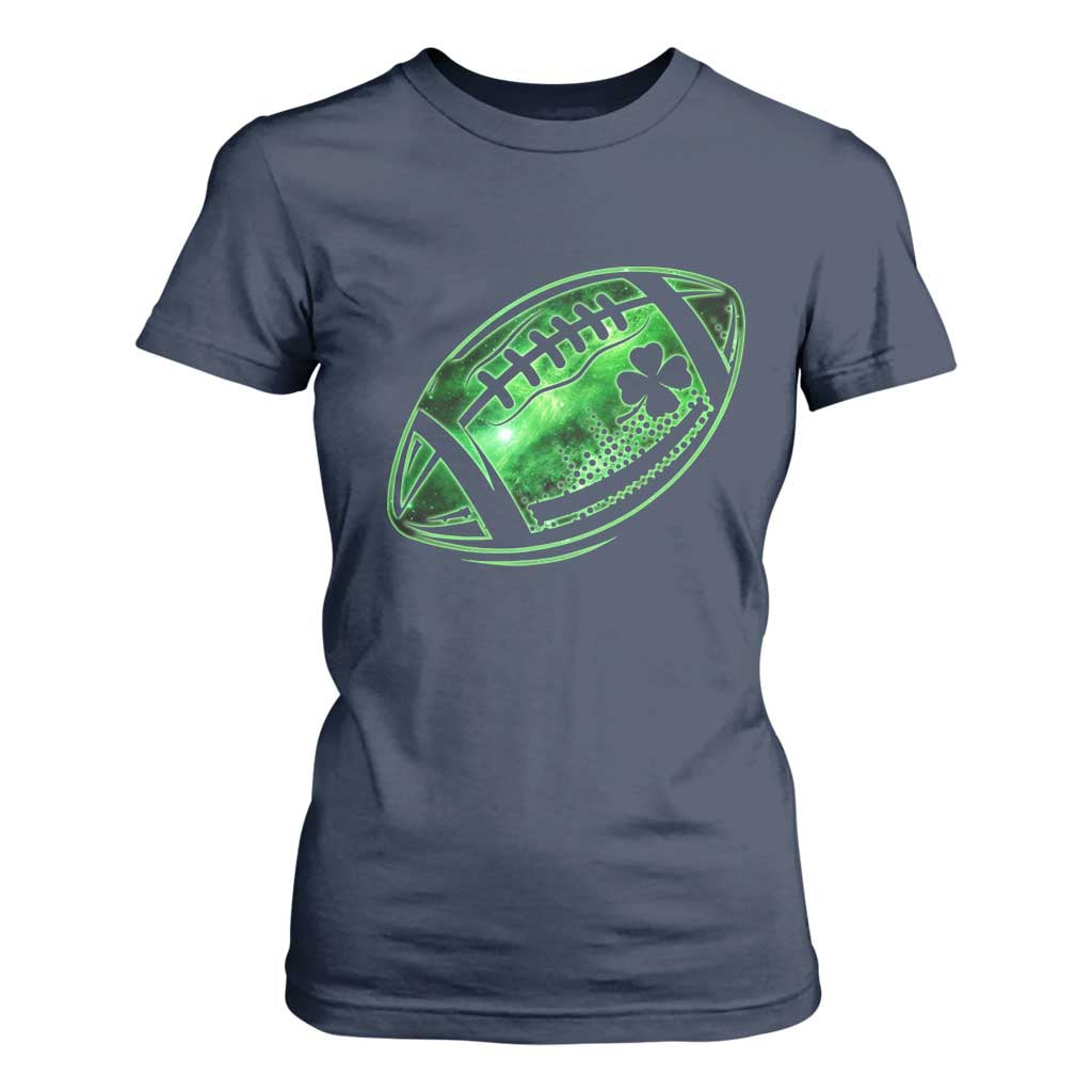 Lucky Shamrock Football T Shirt For Women Irish Clover St Patricks Day Sport Lover TS02 Navy Print Your Wear