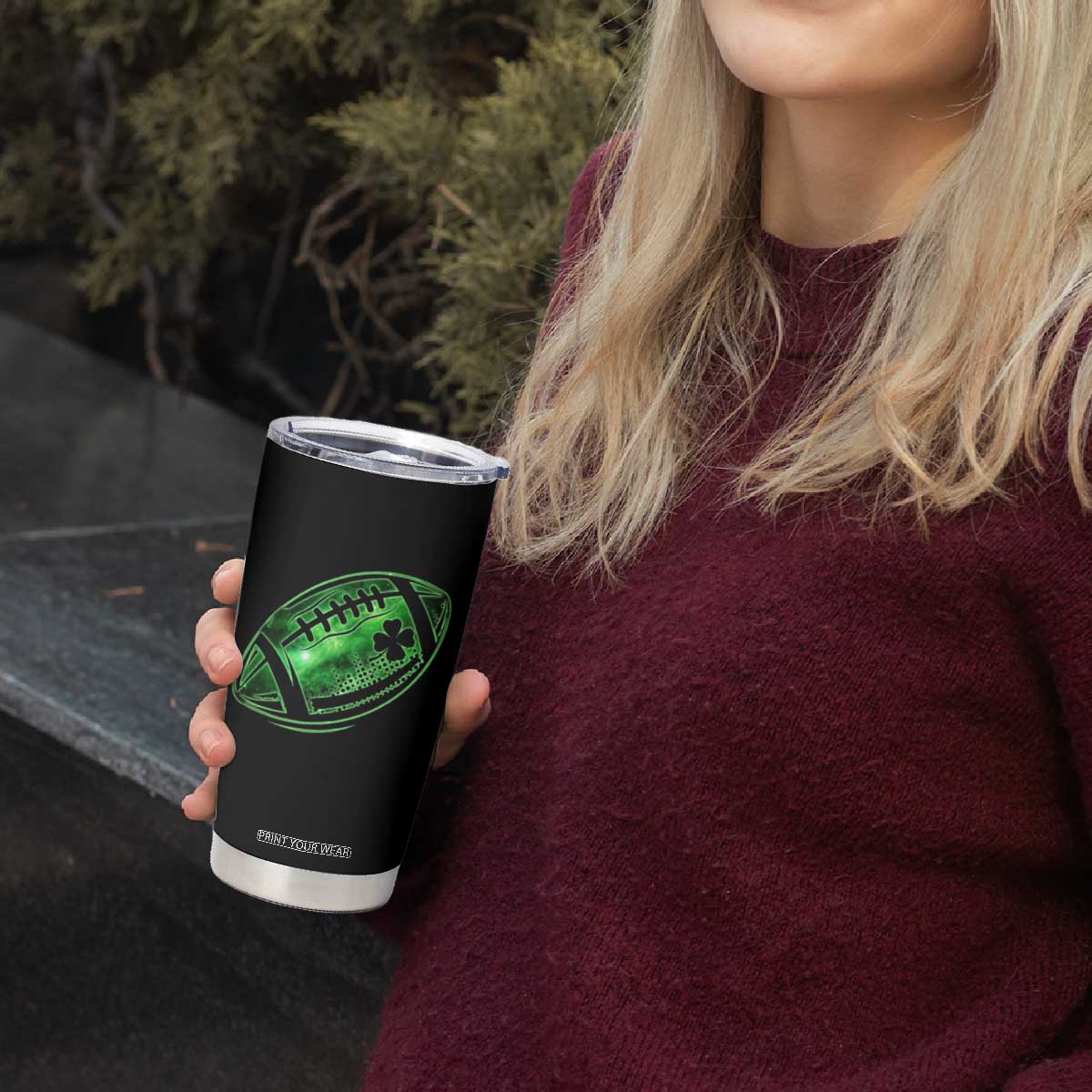 Lucky Shamrock Football Tumbler Cup Irish Clover St Patricks Day Sport Lover TS02 Print Your Wear