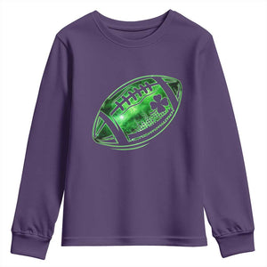 Lucky Shamrock Football Youth Sweatshirt Irish Clover St Patricks Day Sport Lover TS02 Purple Print Your Wear