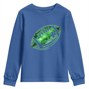 Lucky Shamrock Football Youth Sweatshirt Irish Clover St Patricks Day Sport Lover TS02 Royal Blue Print Your Wear