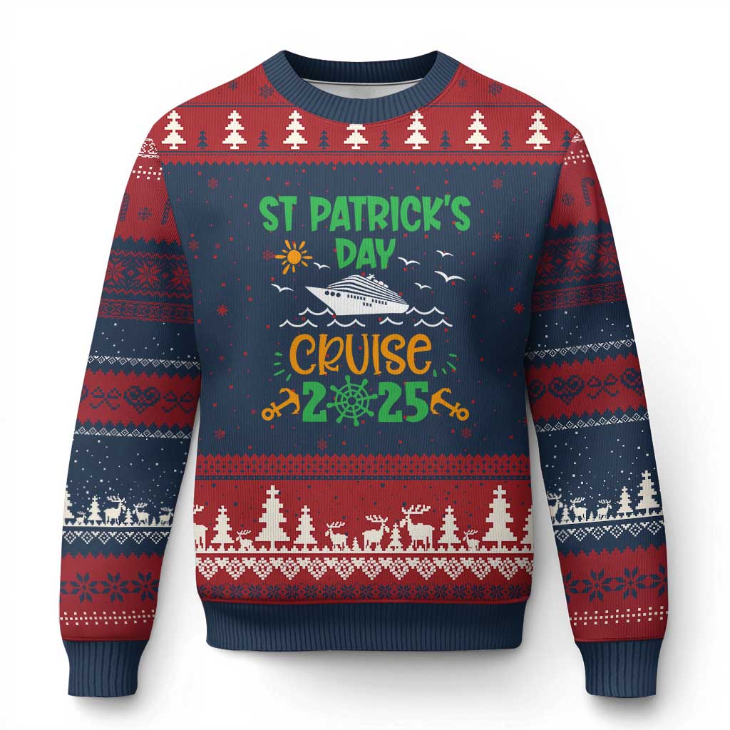 St Patricks Day Cruise Squad 2025 Matching Family Ugly Christmas Sweater TS02 Navy Red Print Your Wear