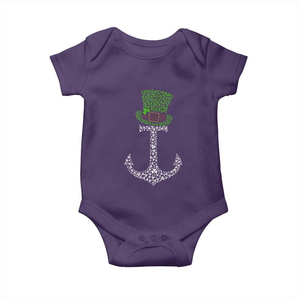 Lucky Shamrock Anchor Baby Onesie Leprechaun Cruise Squad St. Patrick's Day TS02 Purple Print Your Wear