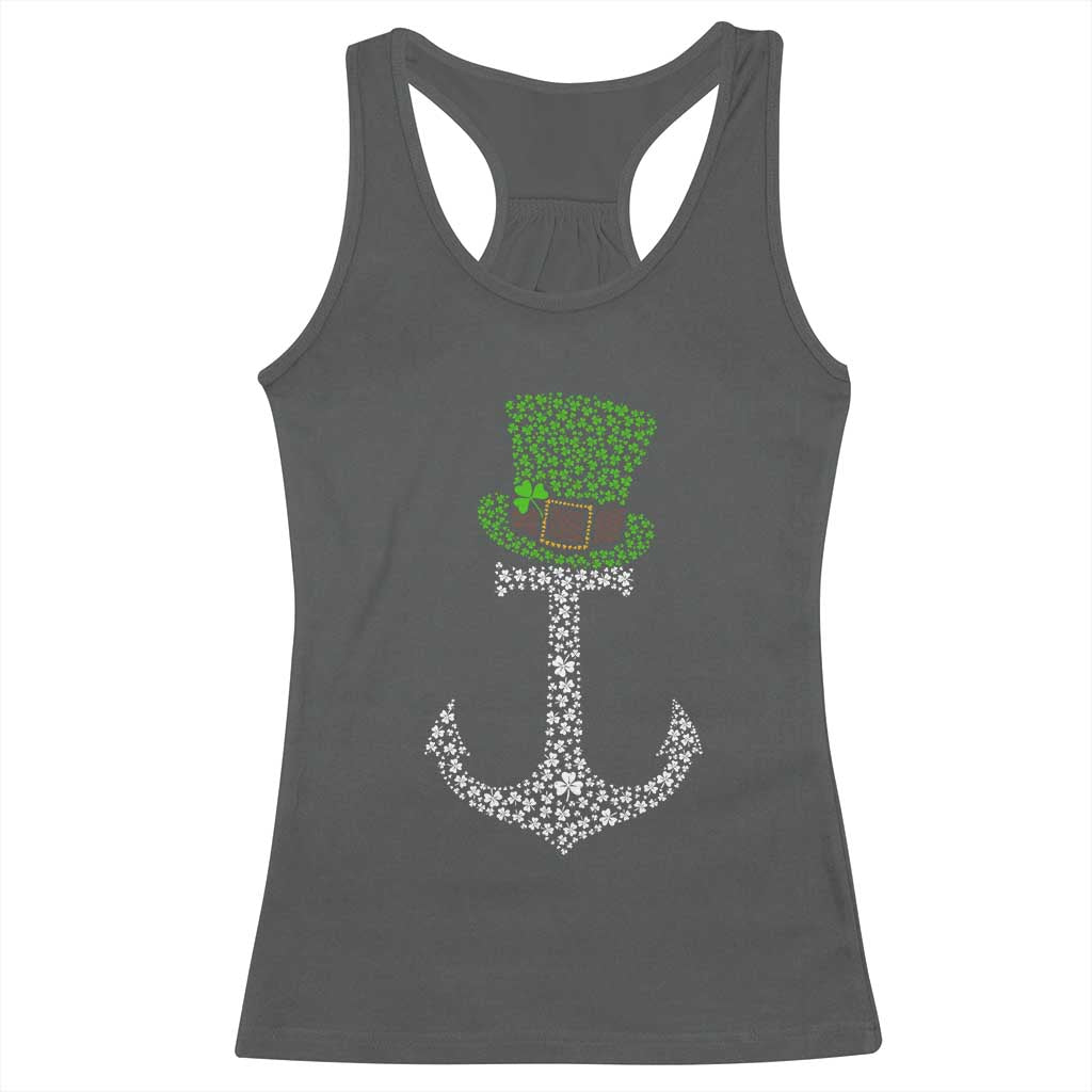 Lucky Shamrock Anchor Racerback Tank Top Leprechaun Cruise Squad St. Patrick's Day TS02 Dark Heather Print Your Wear