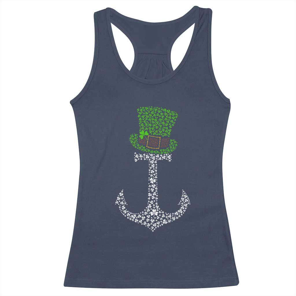 Lucky Shamrock Anchor Racerback Tank Top Leprechaun Cruise Squad St. Patrick's Day TS02 Navy Print Your Wear