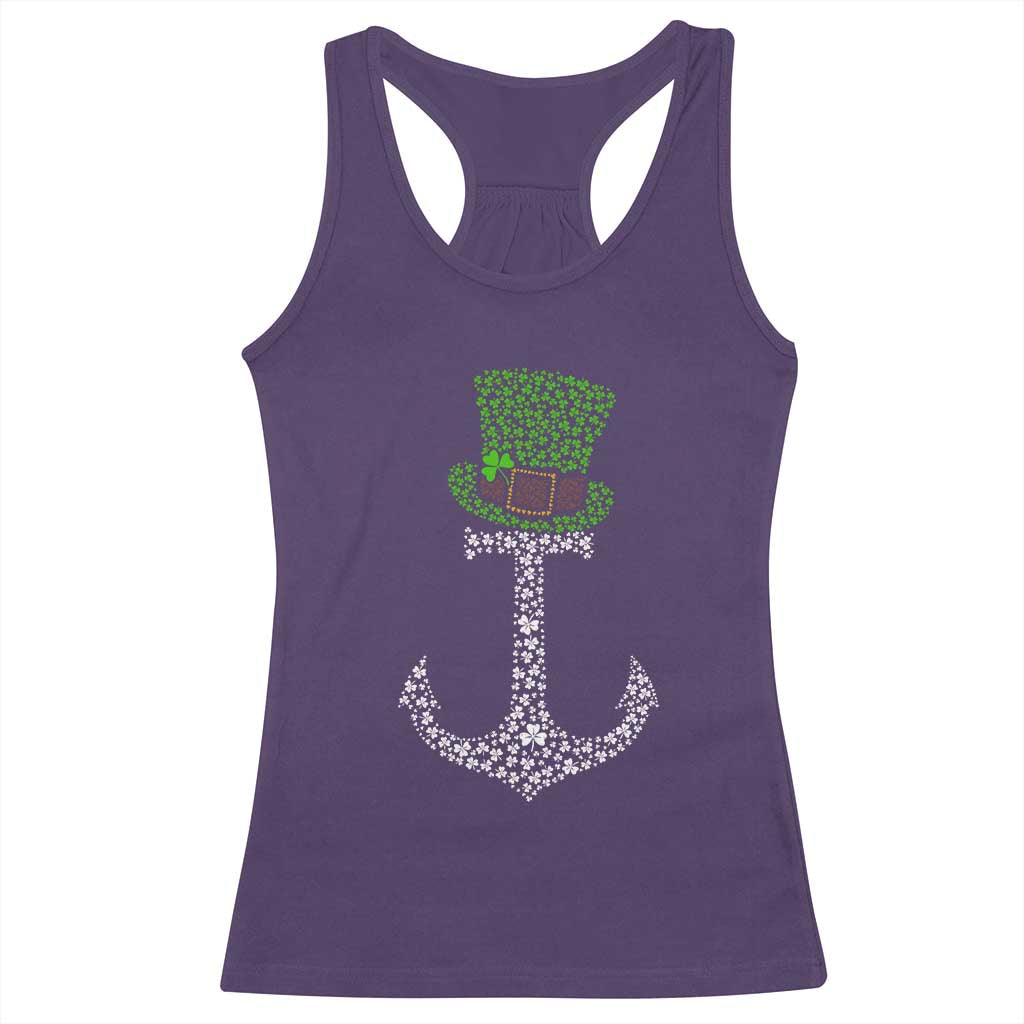 Lucky Shamrock Anchor Racerback Tank Top Leprechaun Cruise Squad St. Patrick's Day TS02 Purple Print Your Wear