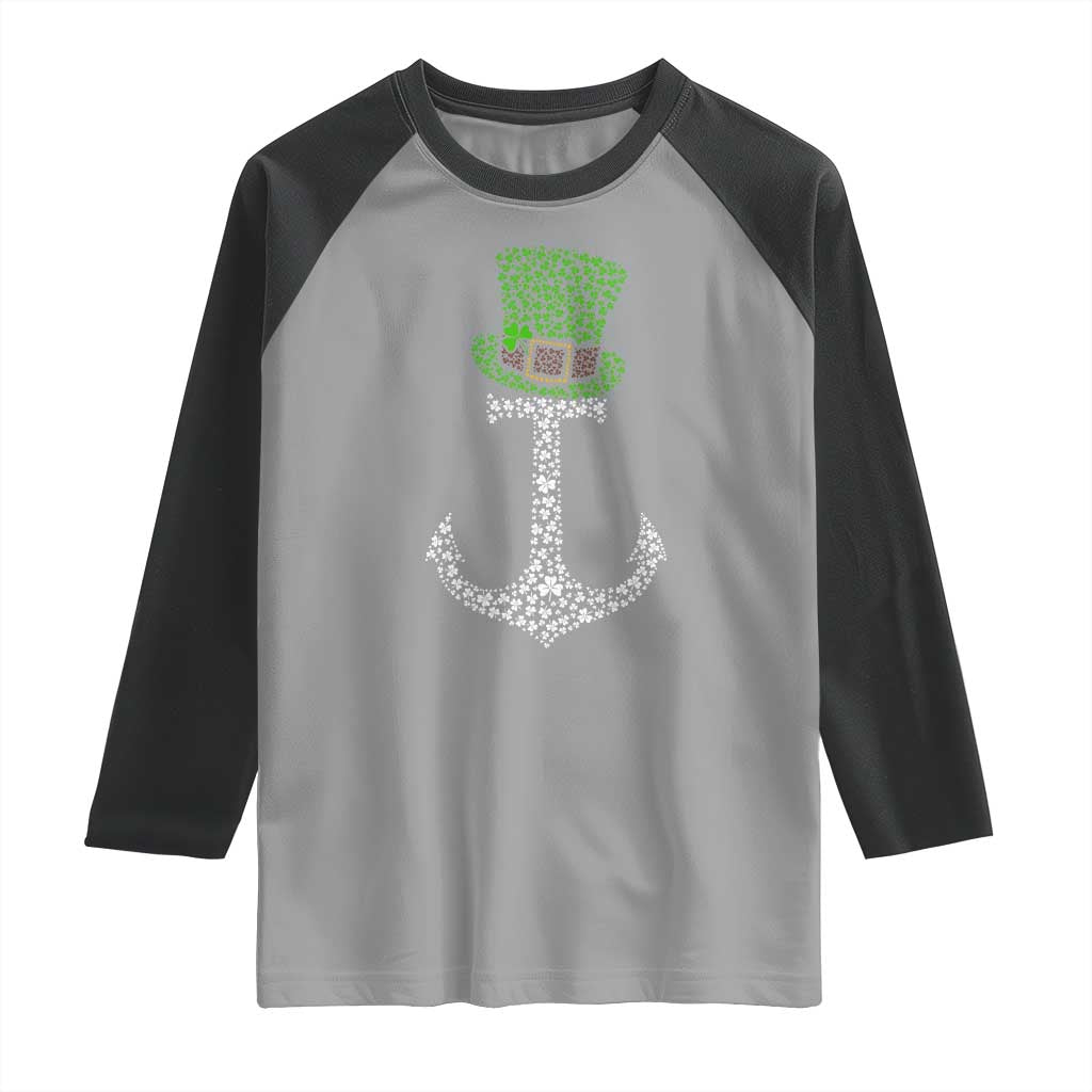 Lucky Shamrock Anchor Raglan Shirt Leprechaun Cruise Squad St. Patrick's Day TS02 Sport Gray Black Print Your Wear