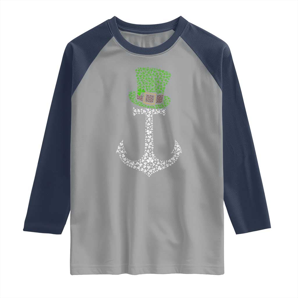 Lucky Shamrock Anchor Raglan Shirt Leprechaun Cruise Squad St. Patrick's Day TS02 Sport Gray Navy Print Your Wear