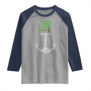 Lucky Shamrock Anchor Raglan Shirt Leprechaun Cruise Squad St. Patrick's Day TS02 Sport Gray Navy Print Your Wear